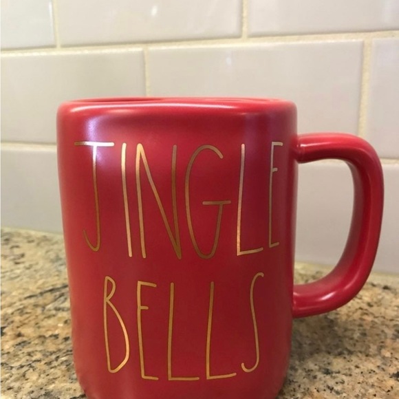 Rae Dunn Other - Rae Dunn JINGLE BELLS Mug red with gold letters